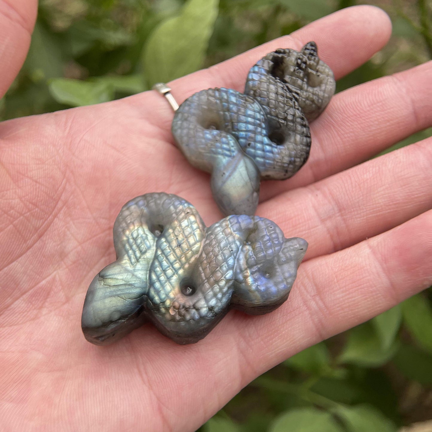 Natural Hand Carved Labradorite Snake
