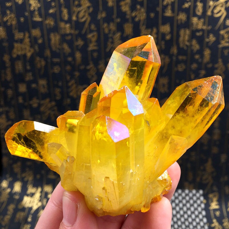 Yellow Quartz Crystal Cluster