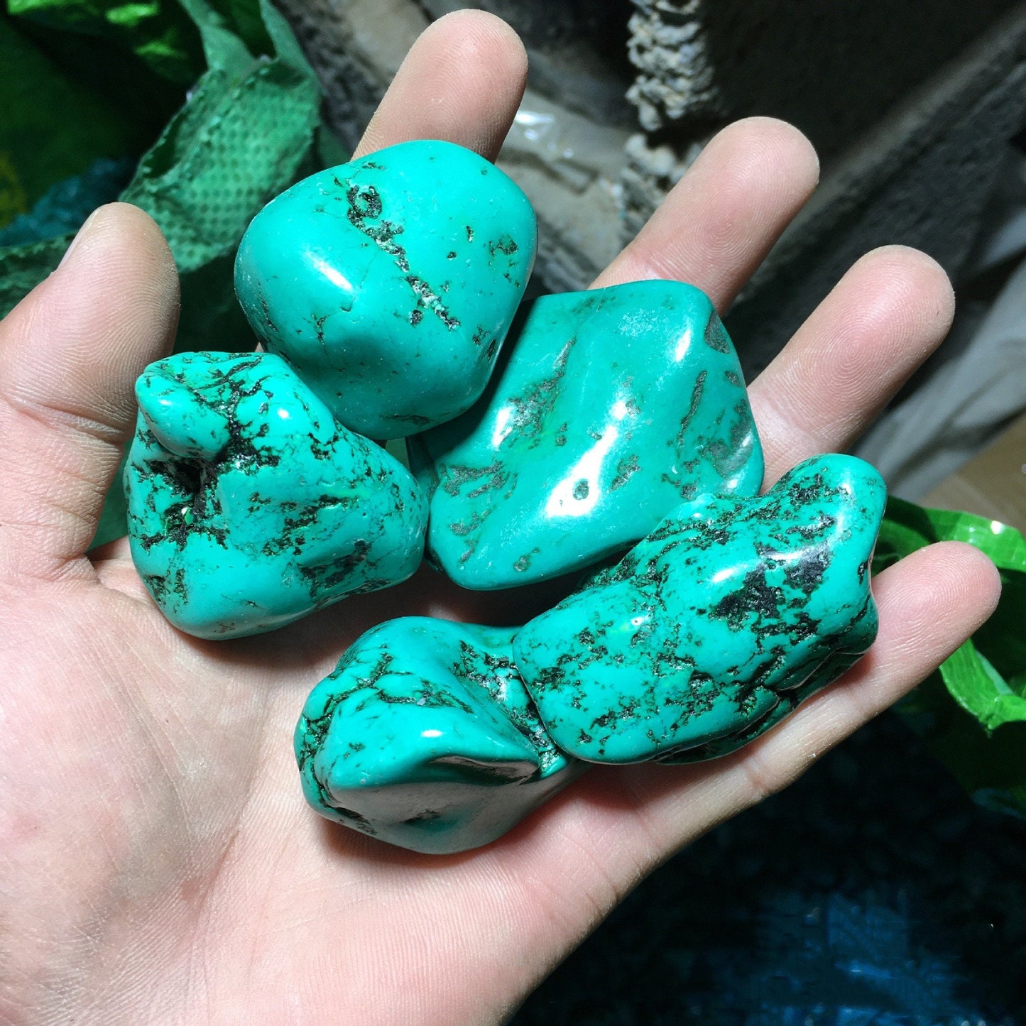 Top Grade Natural Tumbled Turquoise Crystal Clusters