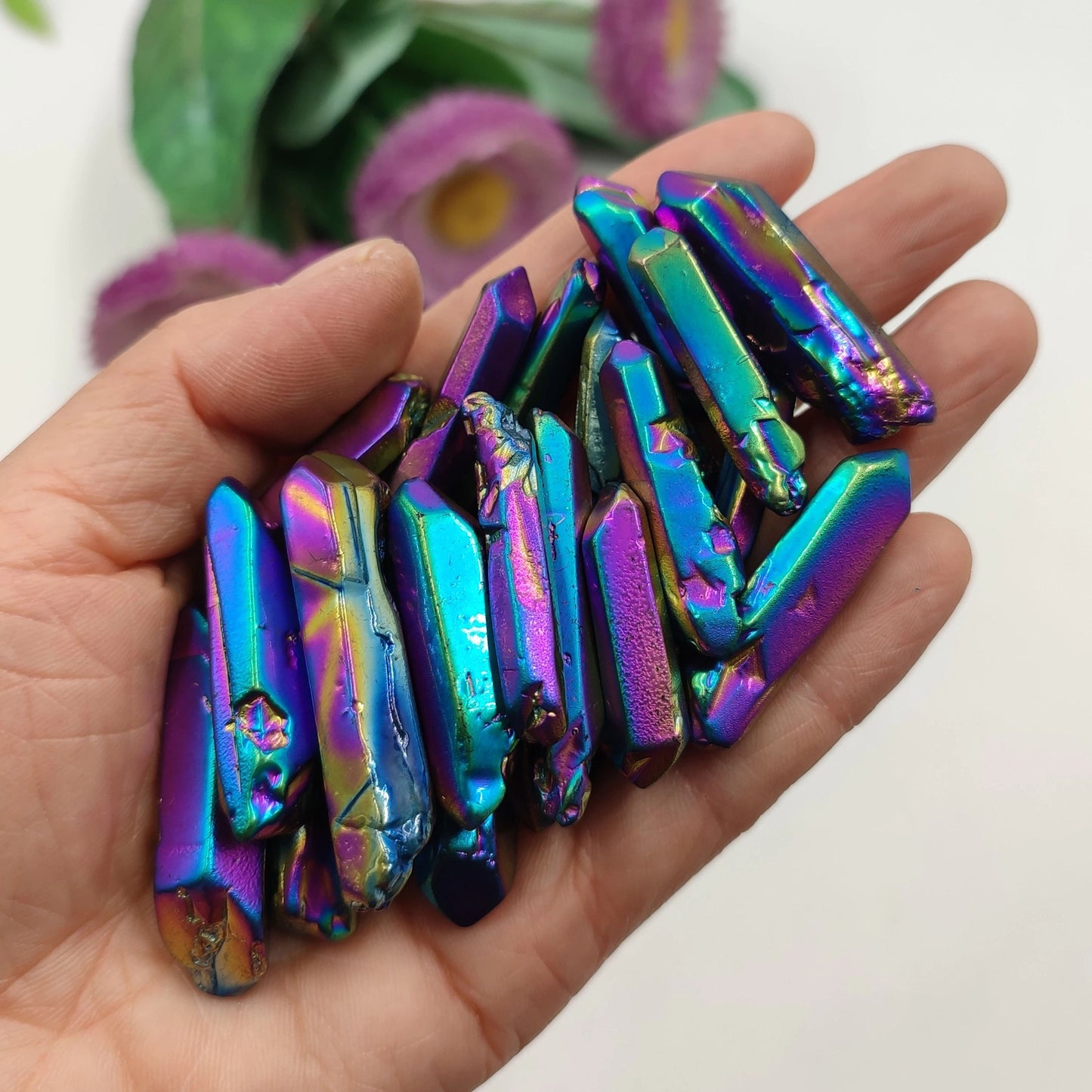 Rainbow Aura Electroplated Crystal Fragments