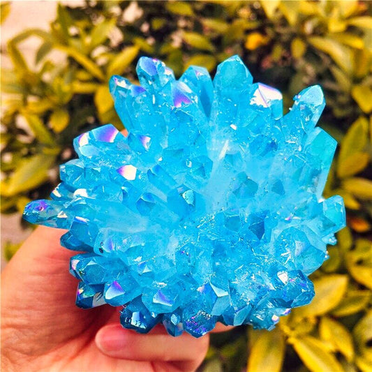 Electroplated Blue Crystal Quartz Cluster Healing Reiki