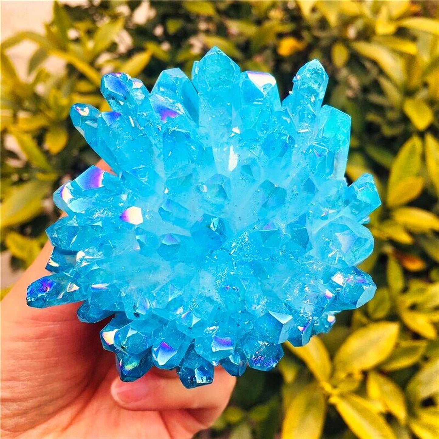 Electroplated Blue Crystal Quartz Cluster Healing Reiki