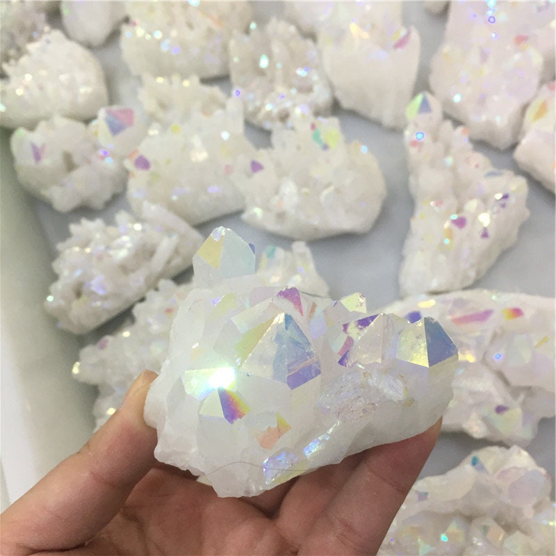 Angel Aura Quartz Crystal Mineral Specimen Cluster