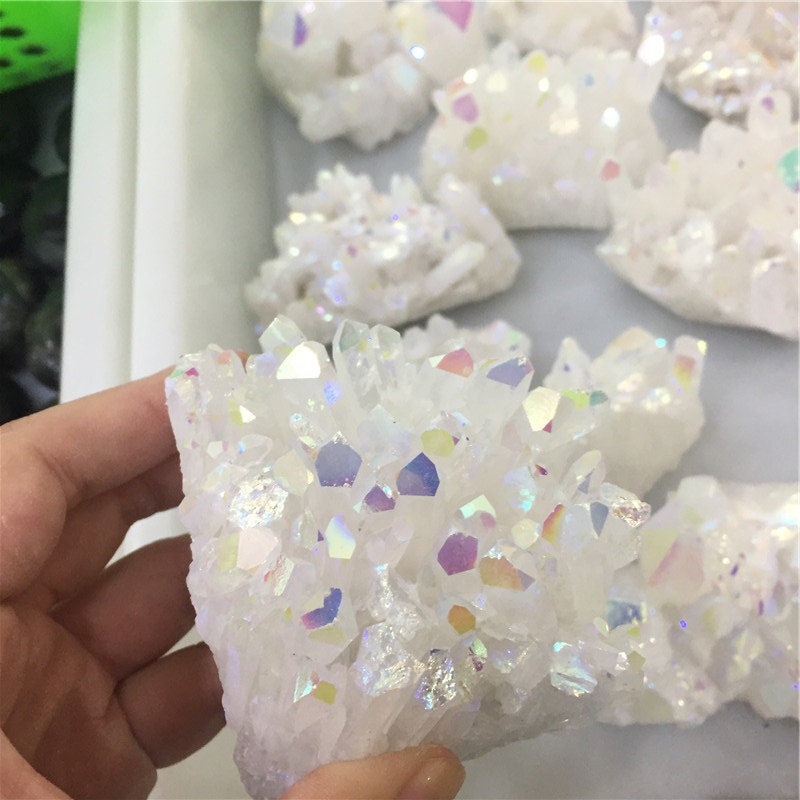 Angel Aura Quartz Crystal Mineral Specimen Cluster