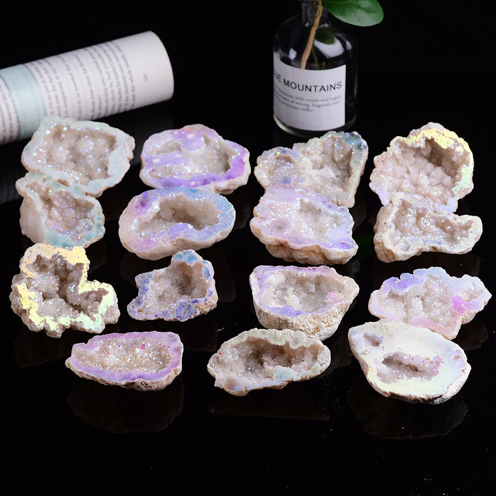 Angel Aura Quartz Crystal Geode Healing Home Decor