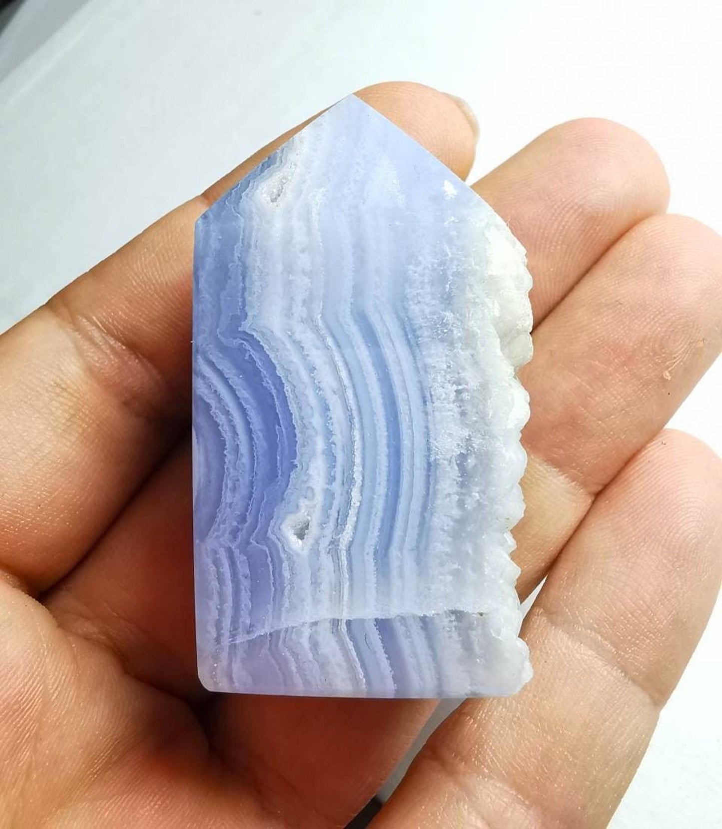 Natural Blue Lace Chalcedony Agate Crystal Rough Slice Stone