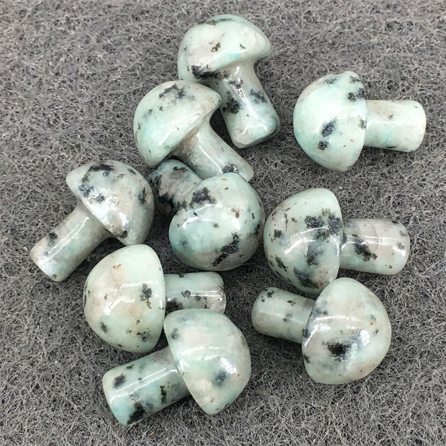 Mushroom Kiwi Jade Crystal Carving Healing Decor Ornament Charm
