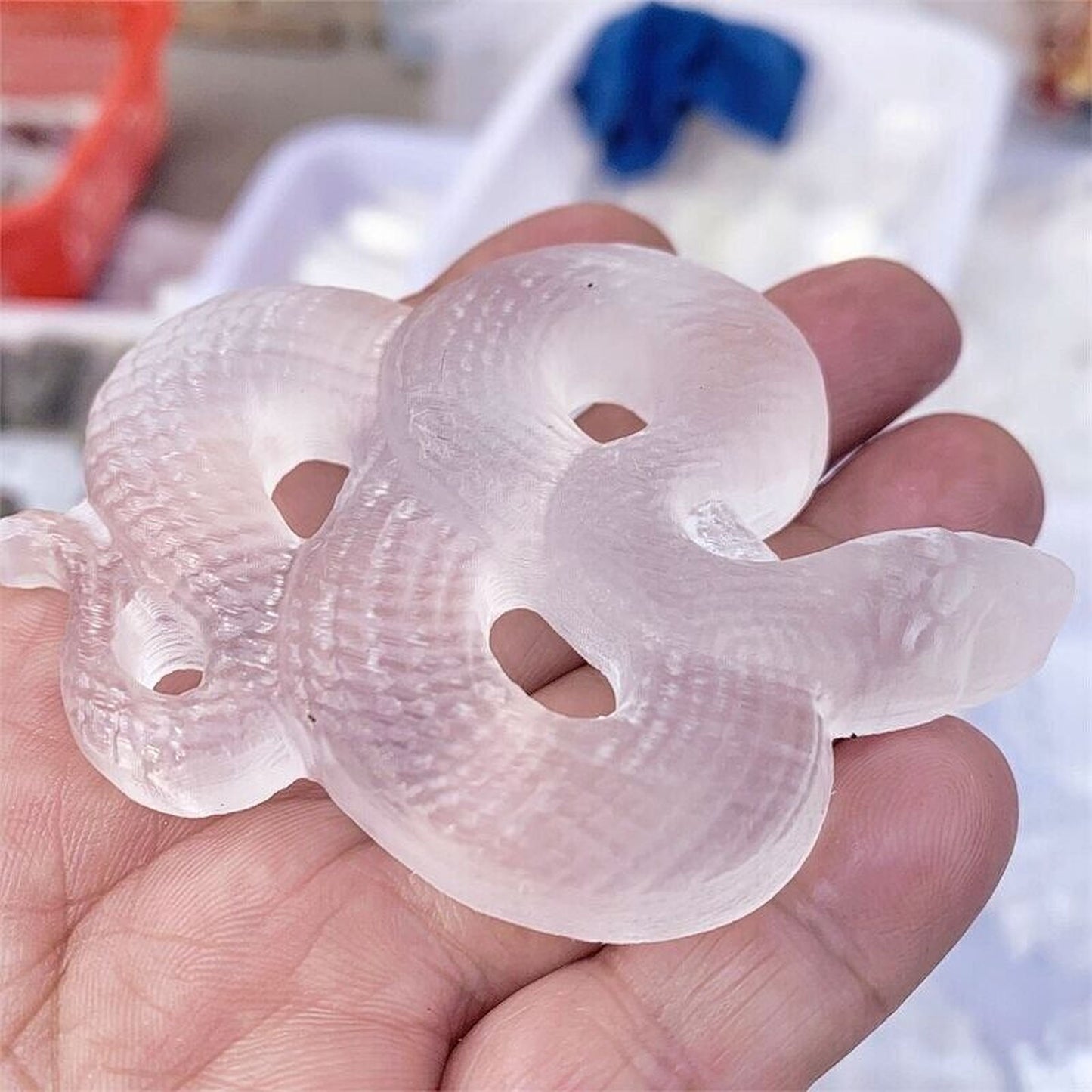 Selenite Crystal Snake Carving Healing Gifts Decor