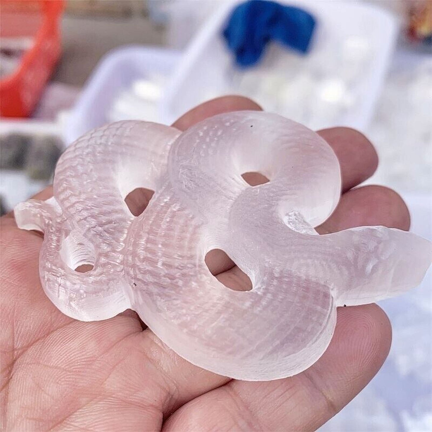 Selenite Crystal Snake Carving Healing Gifts Decor