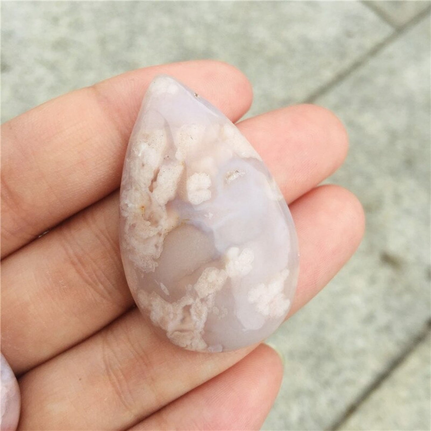 Natural Cherry Blossom Agate Crystal Drop Pendant Stone
