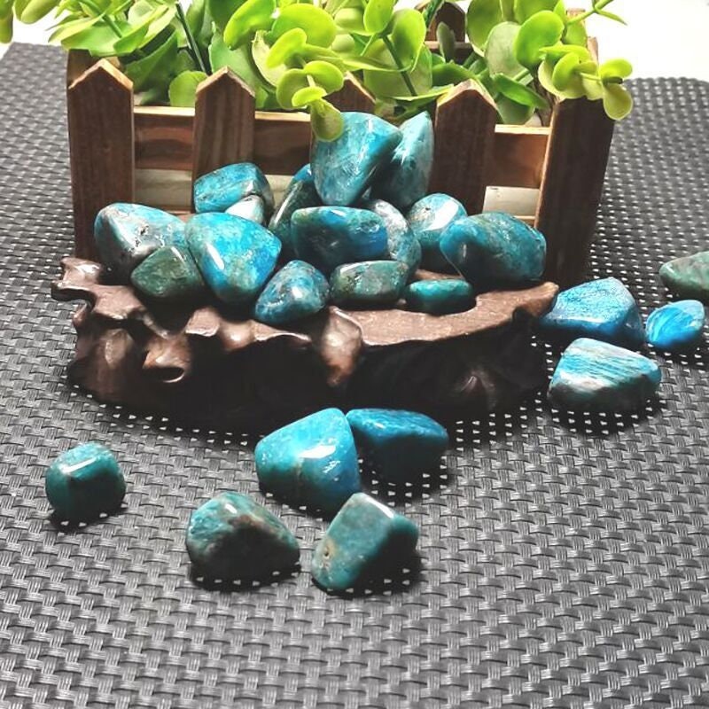 Natural Blue Apatite Tumbled Crystal Stones Polished Ornament