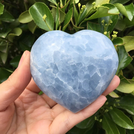 Blue Celestite Heart shaped Crystal Carving
