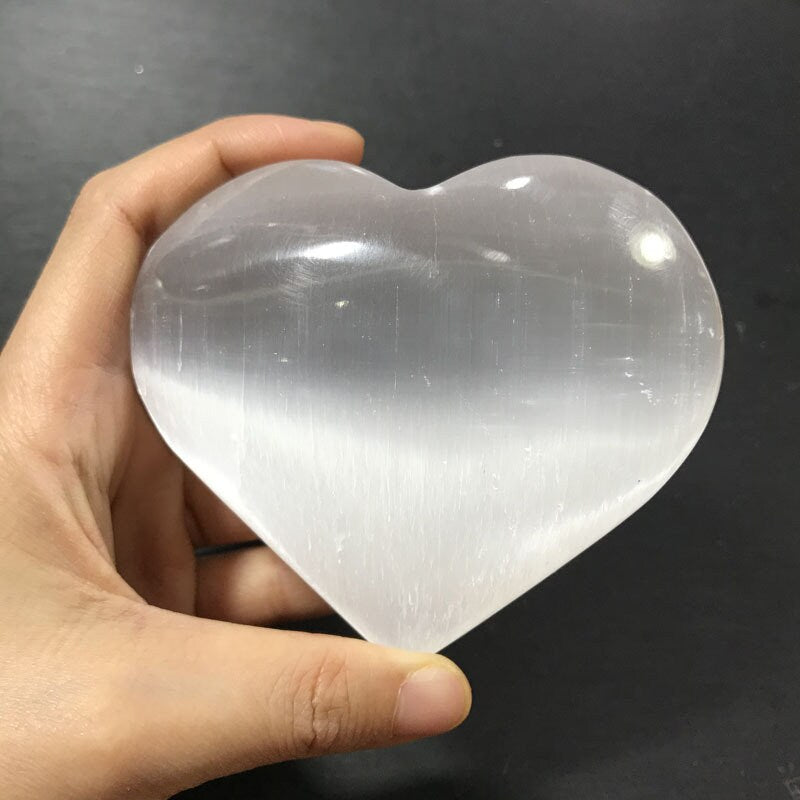 Natural Selenite Crystal Love Heart Carving