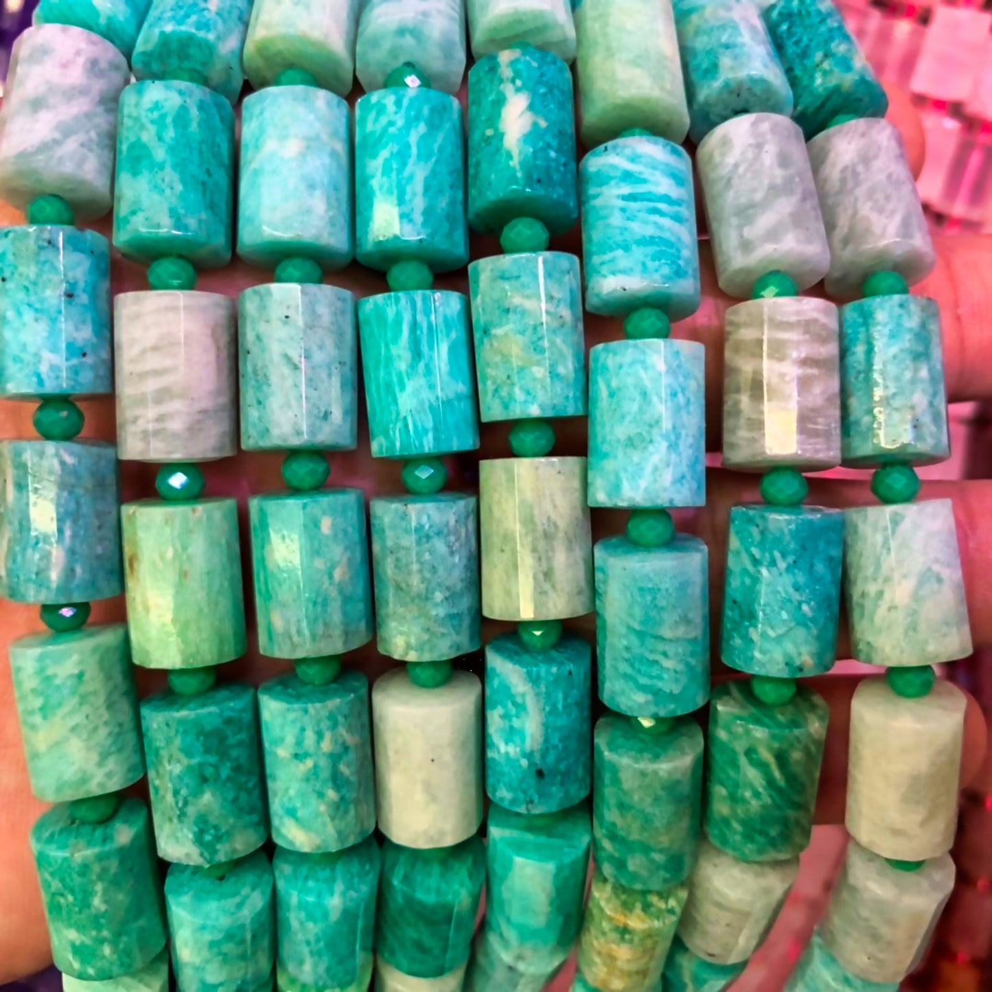 Amazonite Crystal Loose Beads Natural Gemstone  for DIY Jewelry Strand