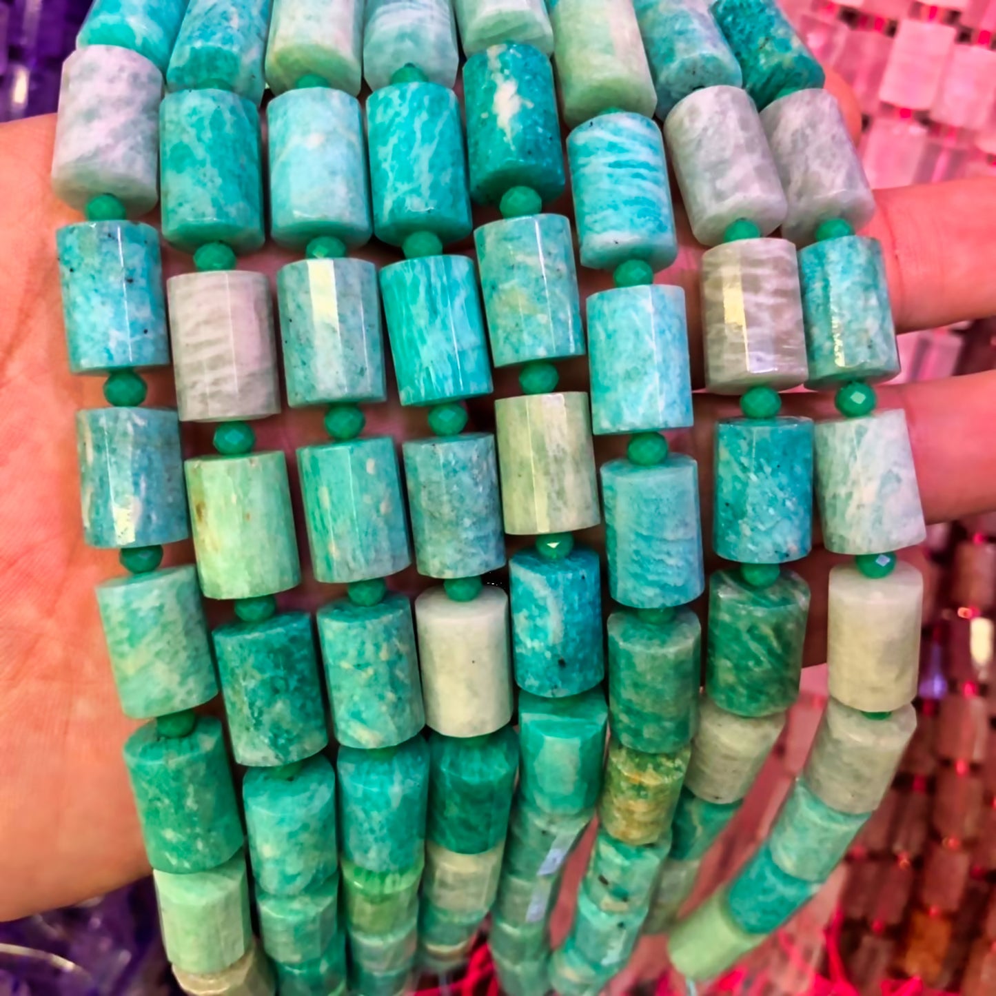 Amazonite Crystal Loose Beads Natural Gemstone  for DIY Jewelry Strand