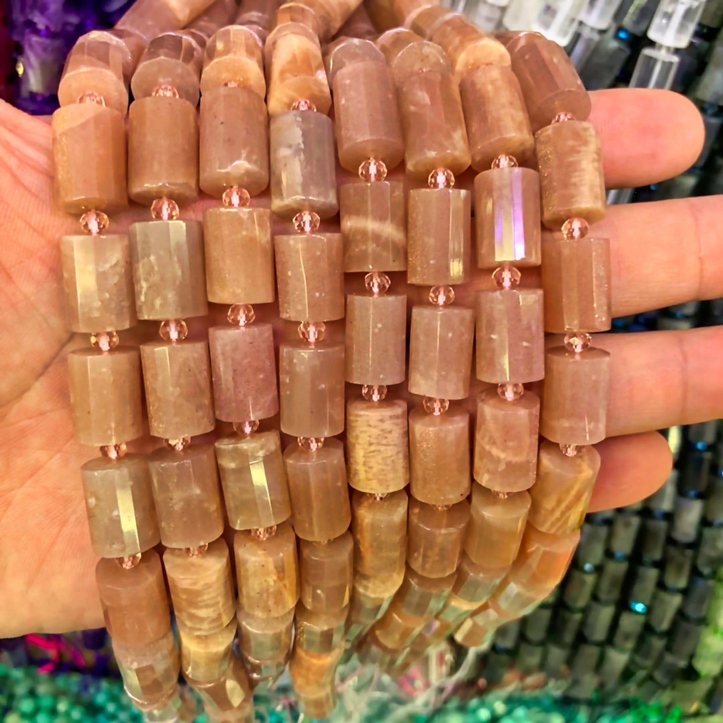 Sunstone Crystal Loose Beads for DIY Jewelery Strand Healing