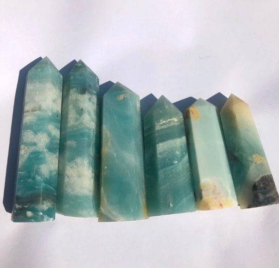 Natural Sea Patterned Calcite Crystal Hexagon Wand