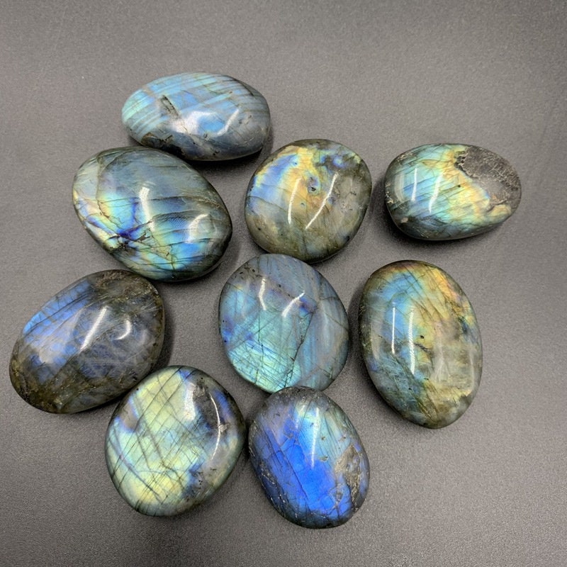Natural Labradorite Crystal Blue Polished Stones Healing Reiki Home Decor