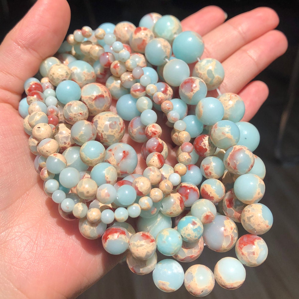 Caribbean Calcite Crystal Loose Beads Necklace Bracelet DIY Jewelry Healing Reiki