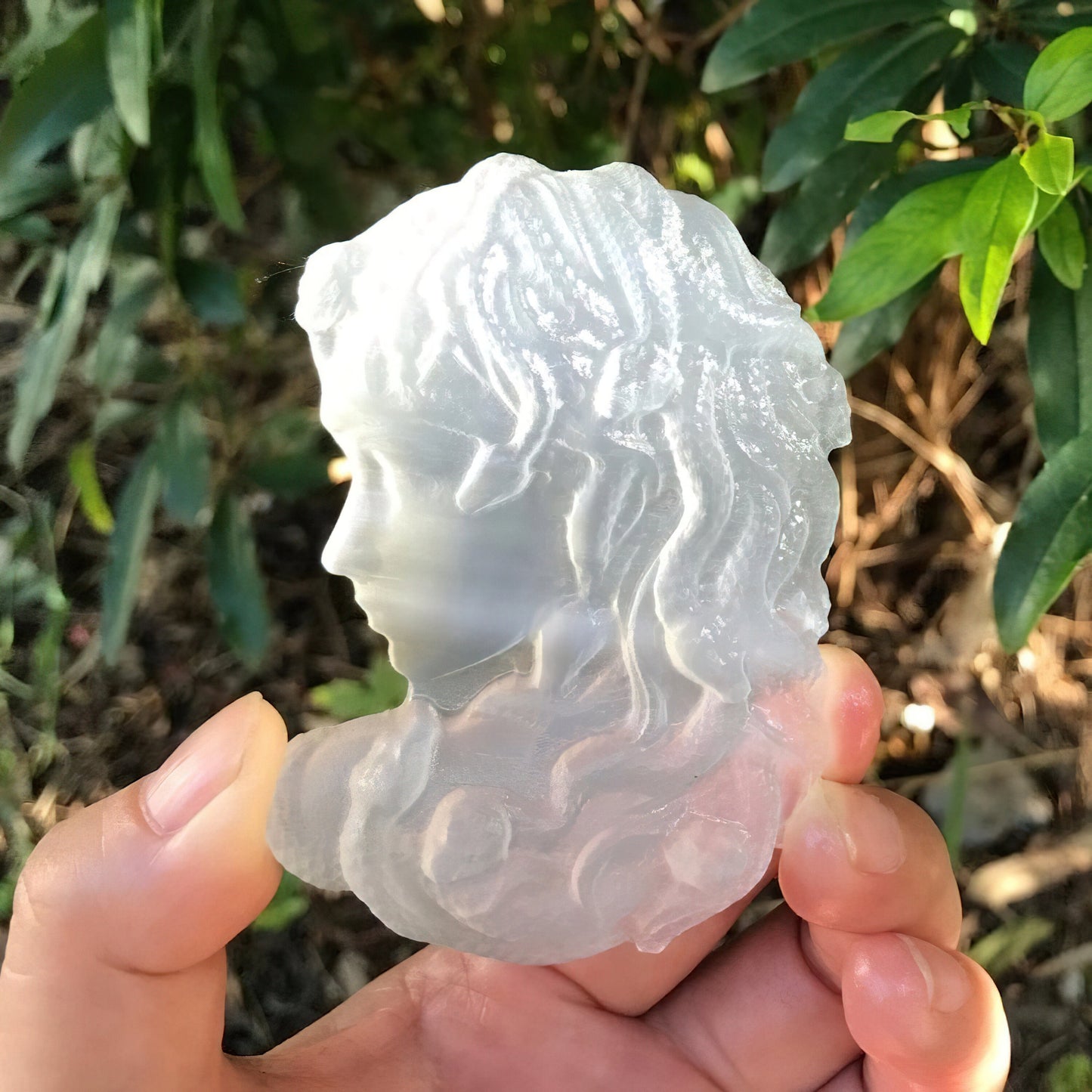 Natural Selenite Crystal Carving Medusa Healing Reiki Quartz Gift For Her Decor