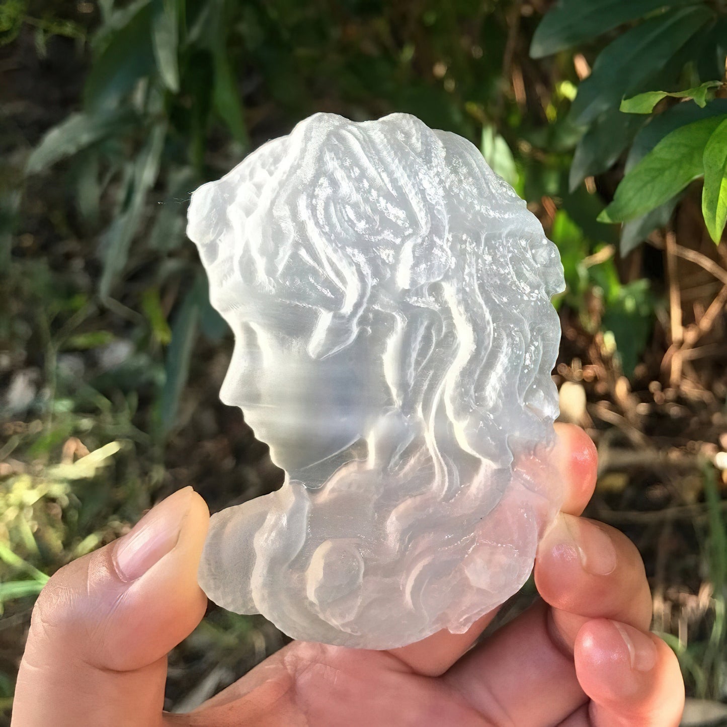 Natural Selenite Crystal Carving Medusa Healing Reiki Quartz Gift For Her Decor