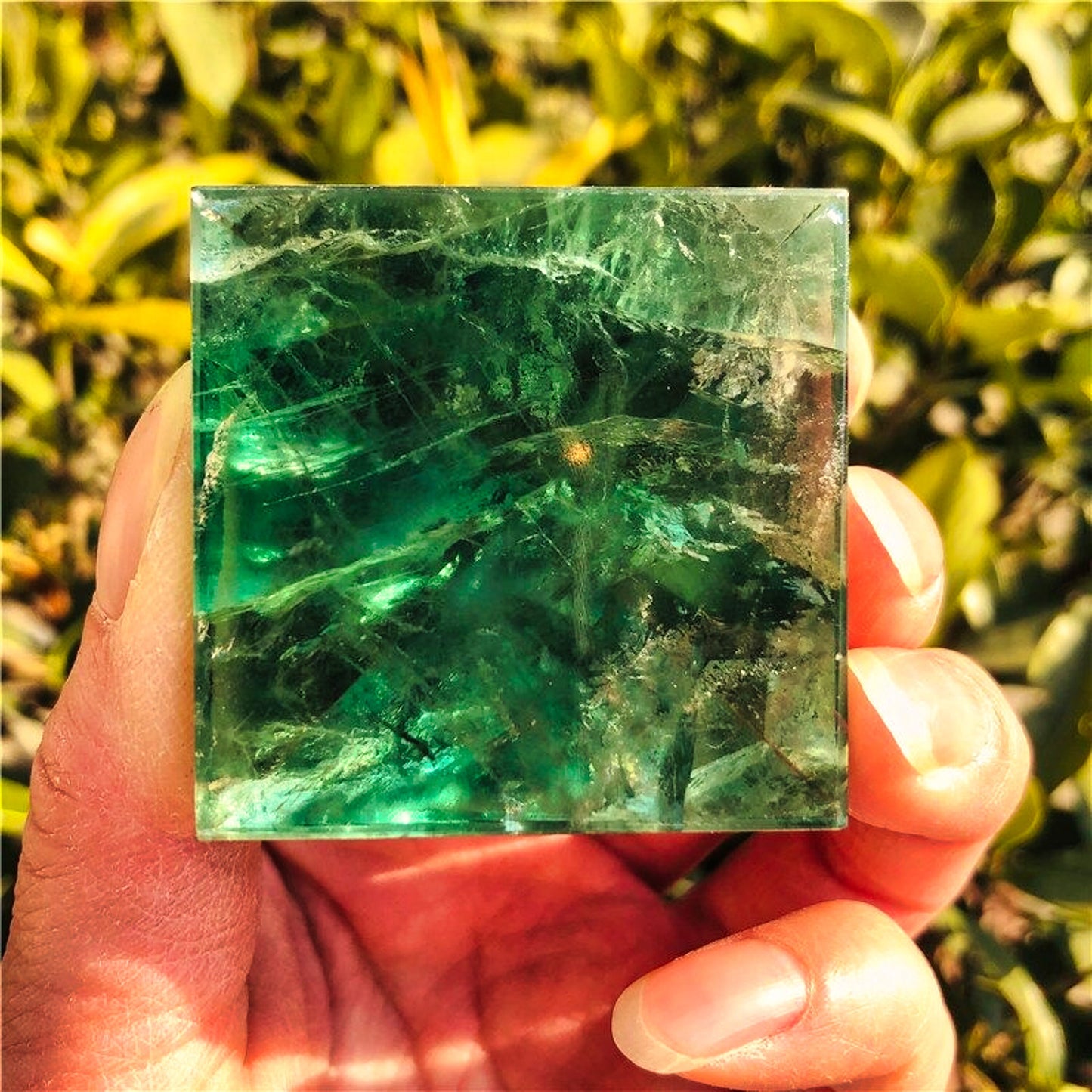Natural Green Fluorite Pyramid Crystal Energy Point