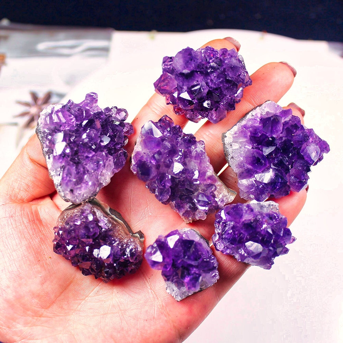 Natural Raw Amethyst Quartz Purple Crystal Cluster Healing Stones Specimen Home Decoration Crafts Decoration Ornament