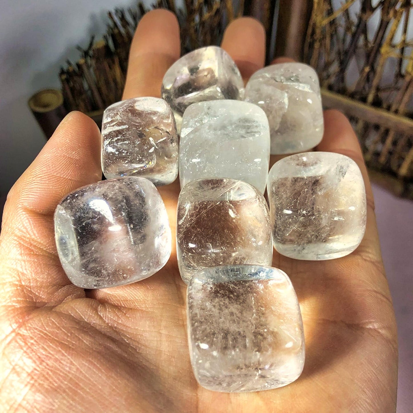 Square Larger Particles Natural Dream Amethyst Citrine Crystal Tumble Quartz Energy Reiki Healing Crystals Gemstone Garden Decor