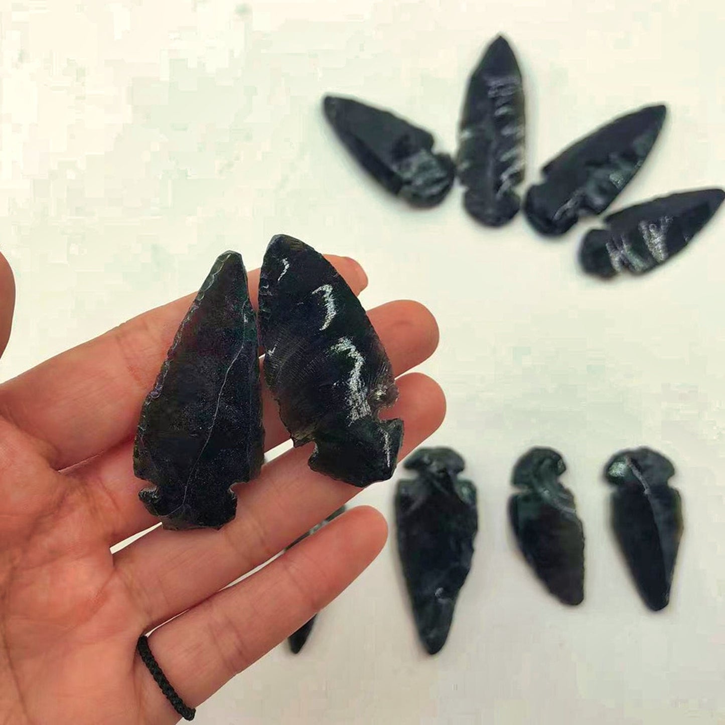 Natural Black Obsidian Carved Arrowheads Indian Style Replica Arrow Head Healing Crystals Specimen Collection DIY Jewelry Making