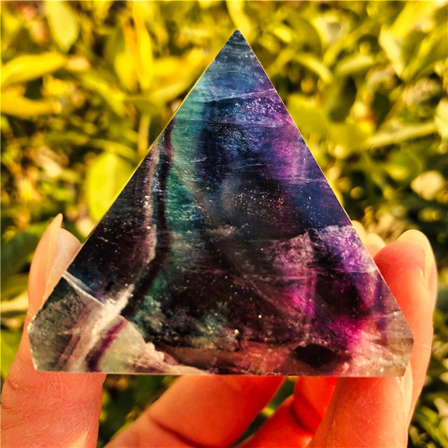 Natural Color Fluorite Pyramid Energy Ornaments Buddha Crystal Tower Original Stone Home Feng Shui Energy Ornaments