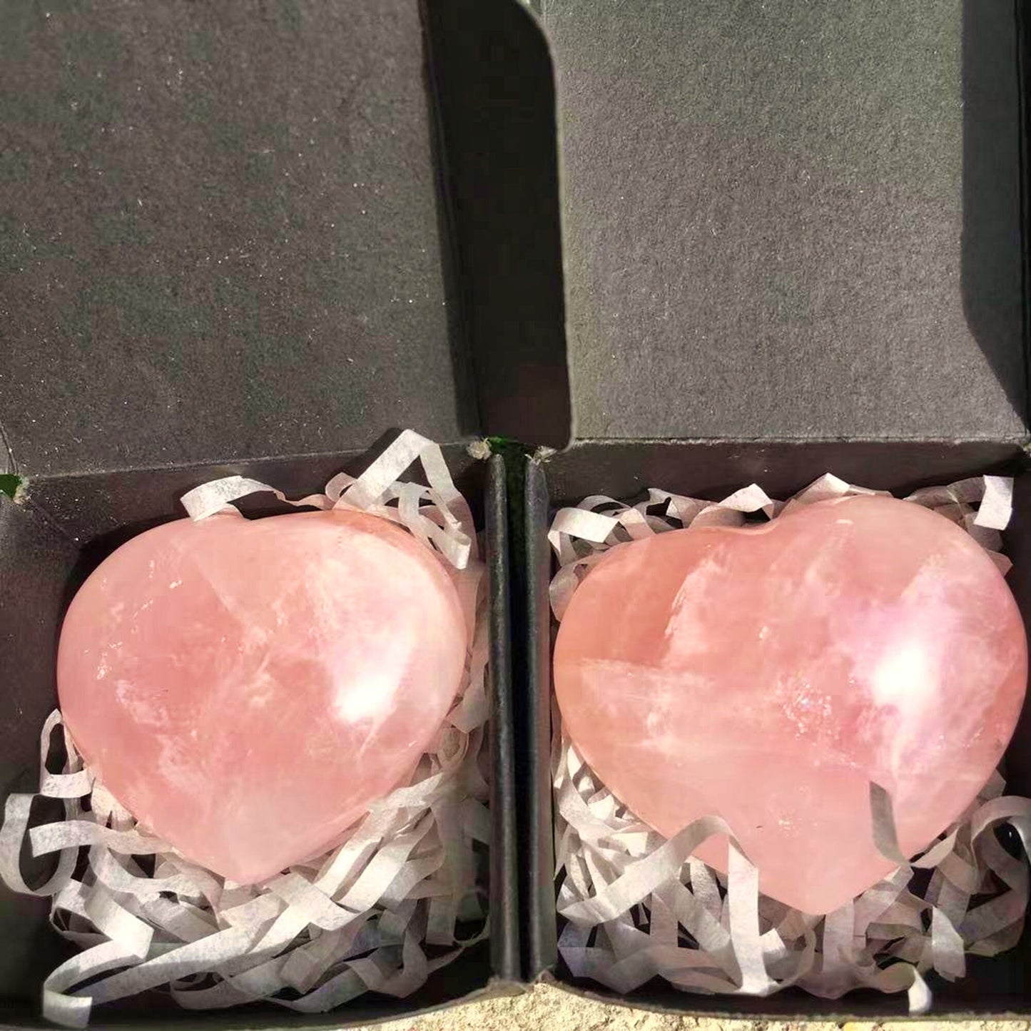 Natural Rose Crystal Heart Pink Quartz Gemstone Heart-shaped Crystals Healing Gift