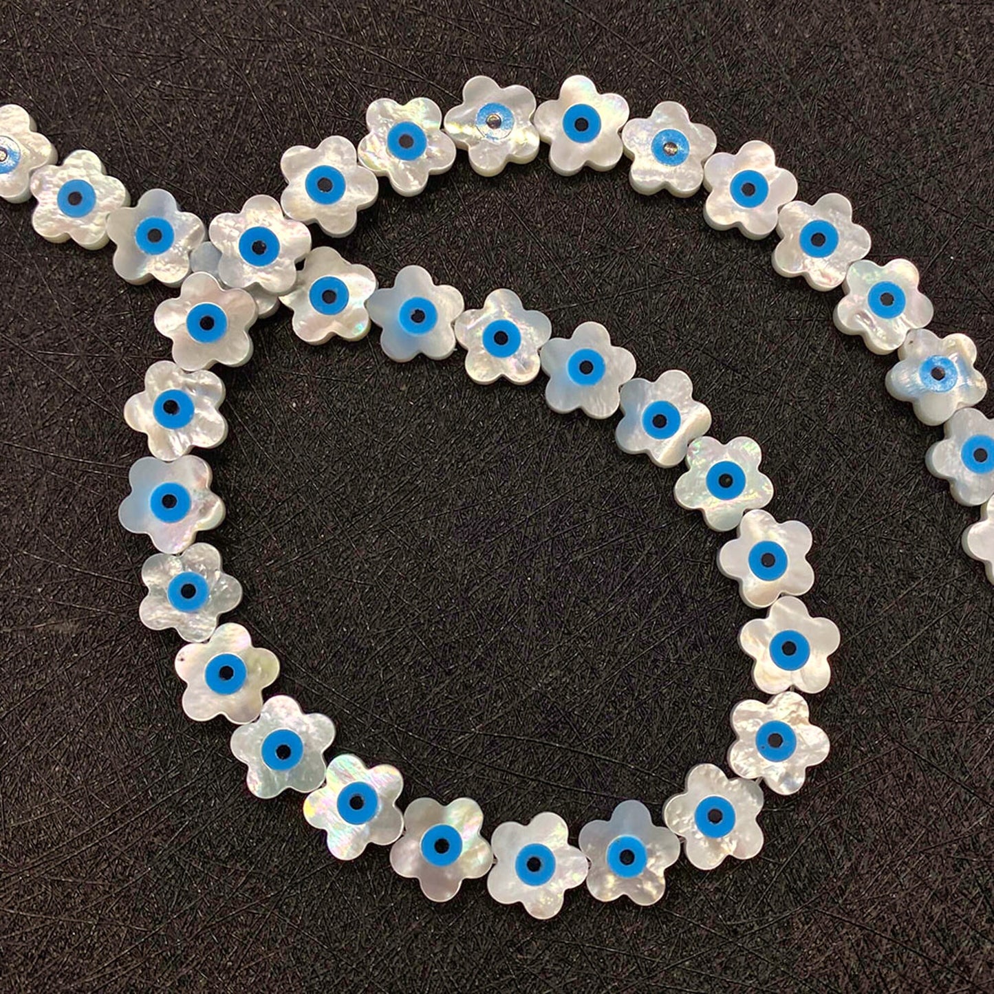Natural Shell Beads Blue Evil Eye Charm Five Petal Flower Mother of Pearl Pendant Necklace Bracelet Jewelry Making