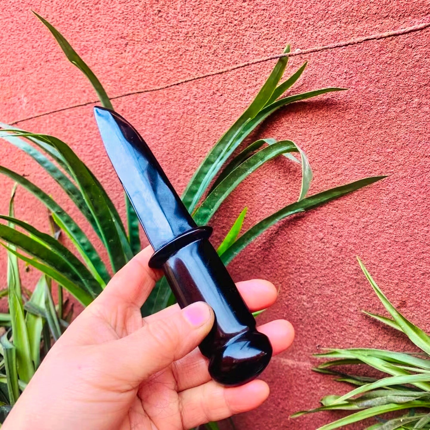 Handmade Natural Obsidian Dagger for Men - Healing Crystal Protection Stone, Magic Talisman Sword and Witch Supplies Ornaments Gift