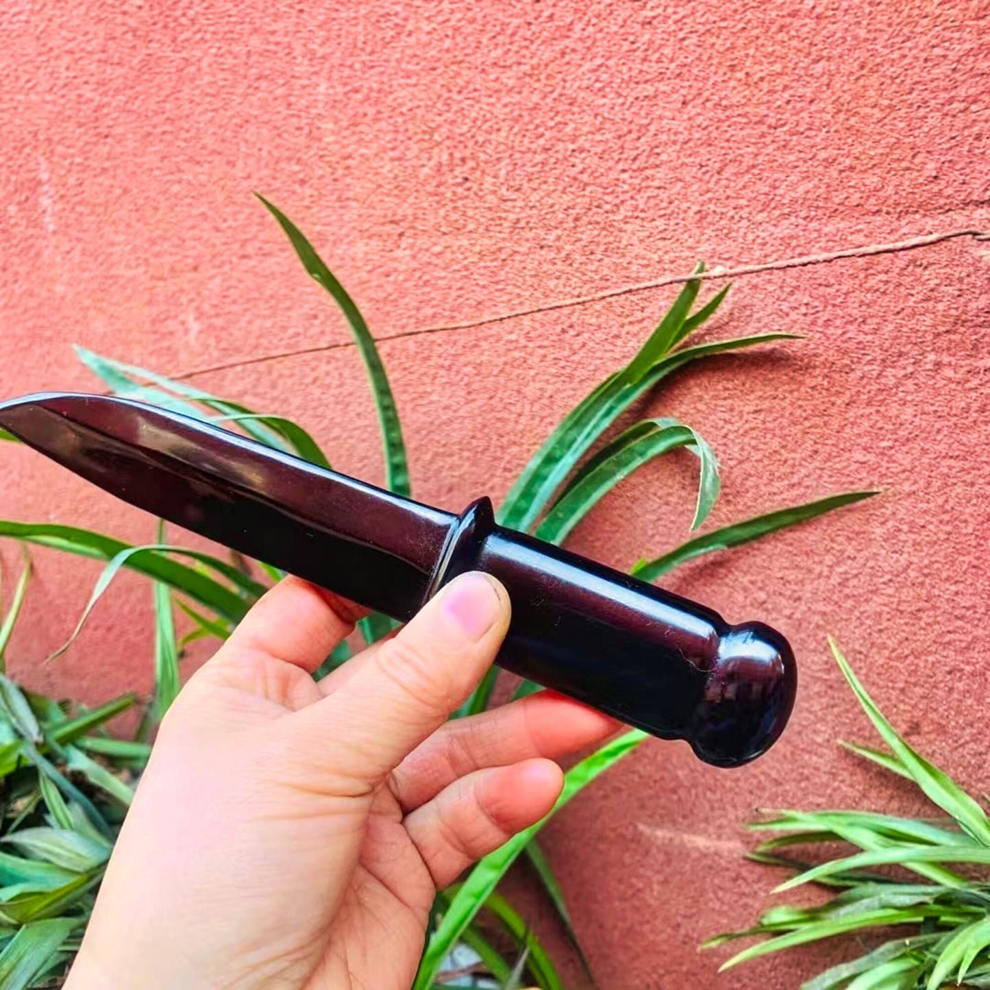 Handmade Natural Obsidian Dagger for Men - Healing Crystal Protection Stone, Magic Talisman Sword and Witch Supplies Ornaments Gift