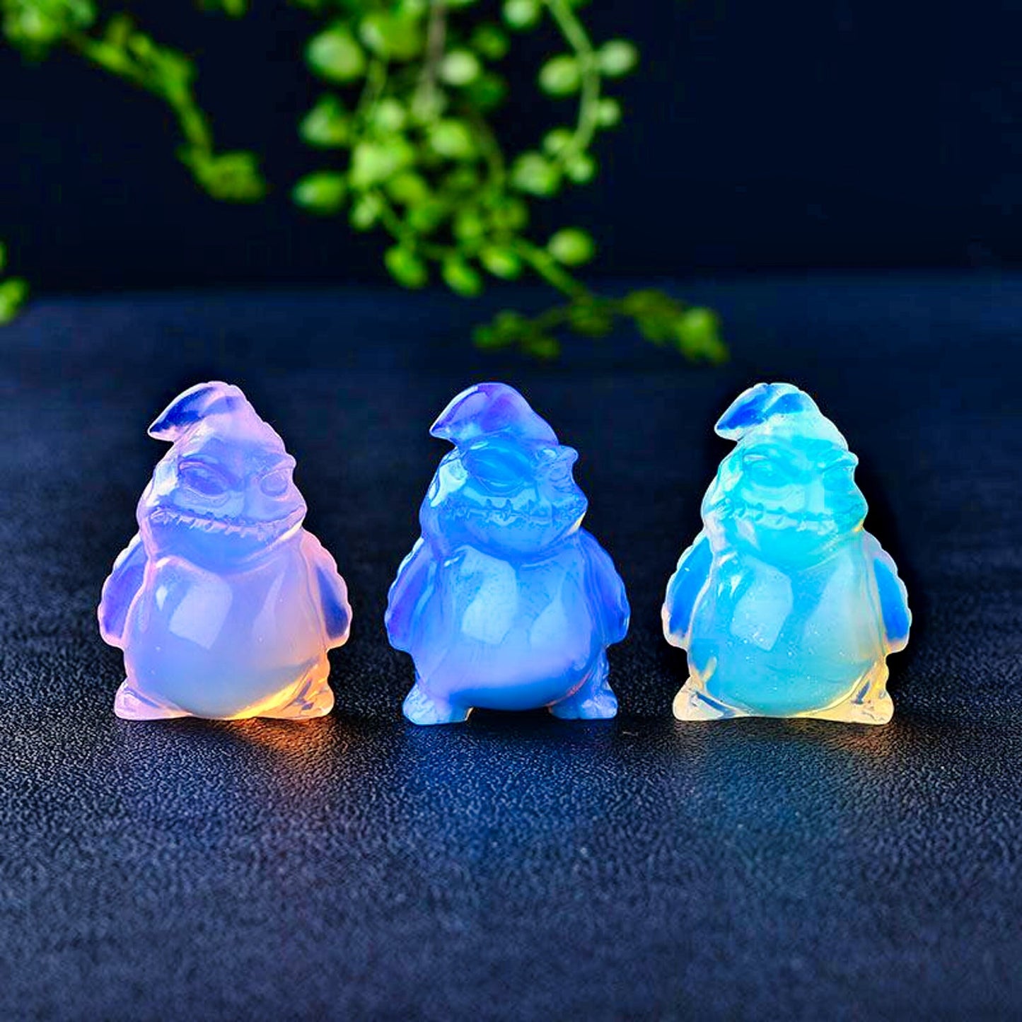 Natural Opal Stone Bag Clown Hand Carved Crystal Figurine - Set of 3 | Fashion Home Decor Gift