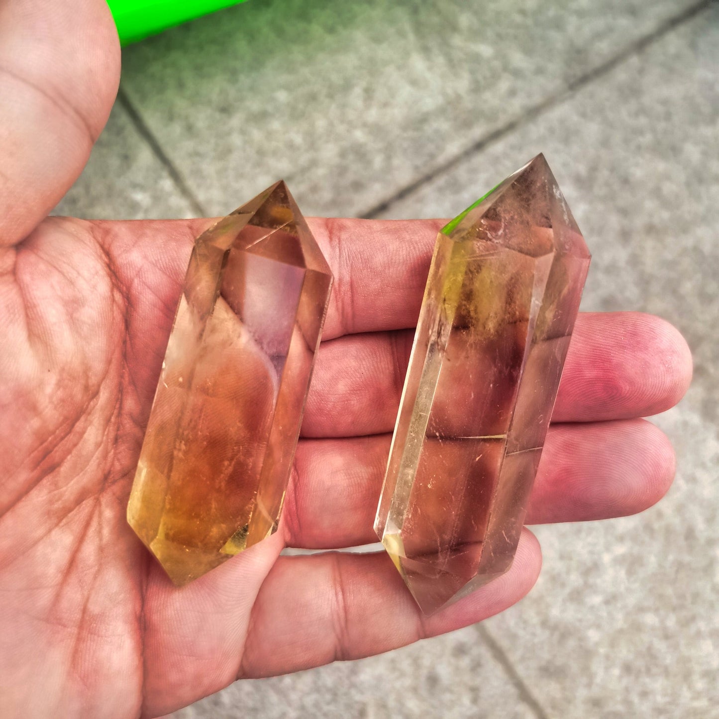 Beautiful Natural Citrine Yellow Crystal Double Point Tower for Crystal Healing and Home Decor