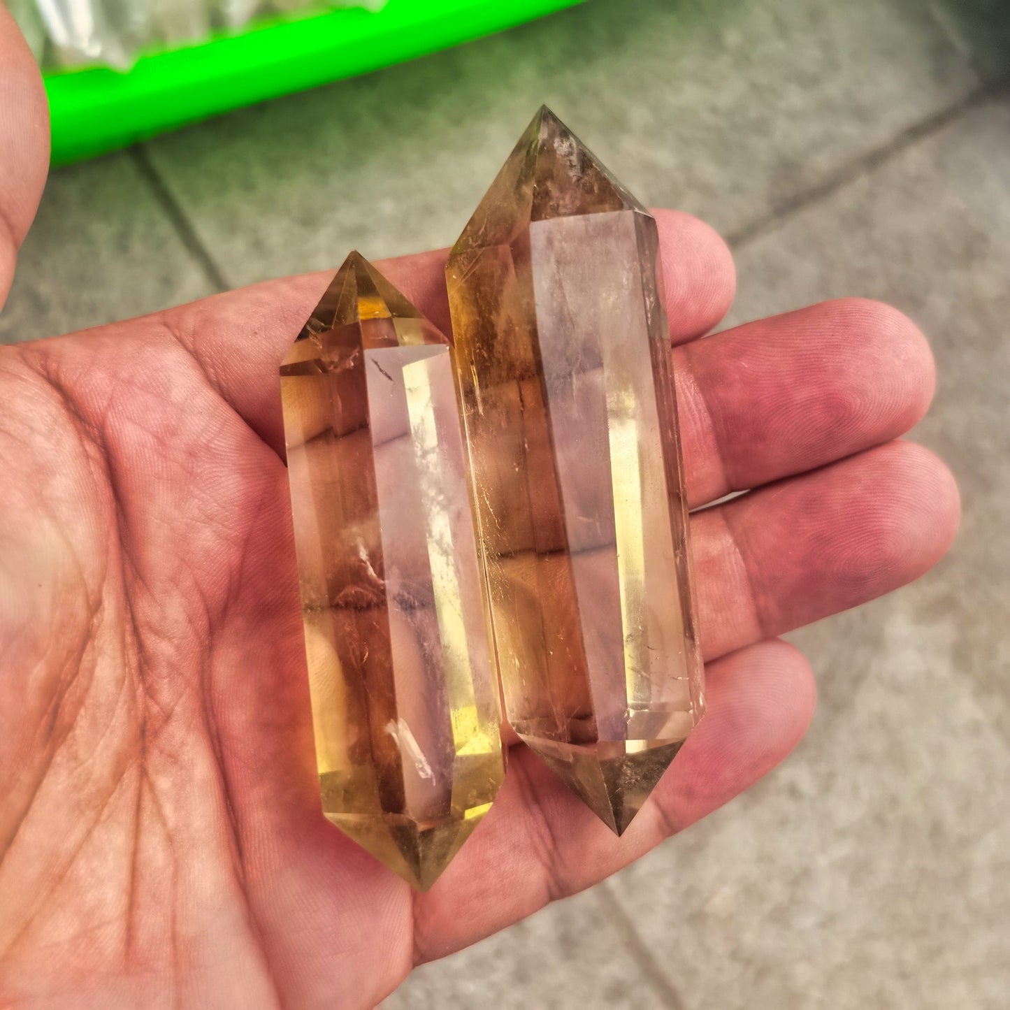 Beautiful Natural Citrine Yellow Crystal Double Point Tower for Crystal Healing and Home Decor