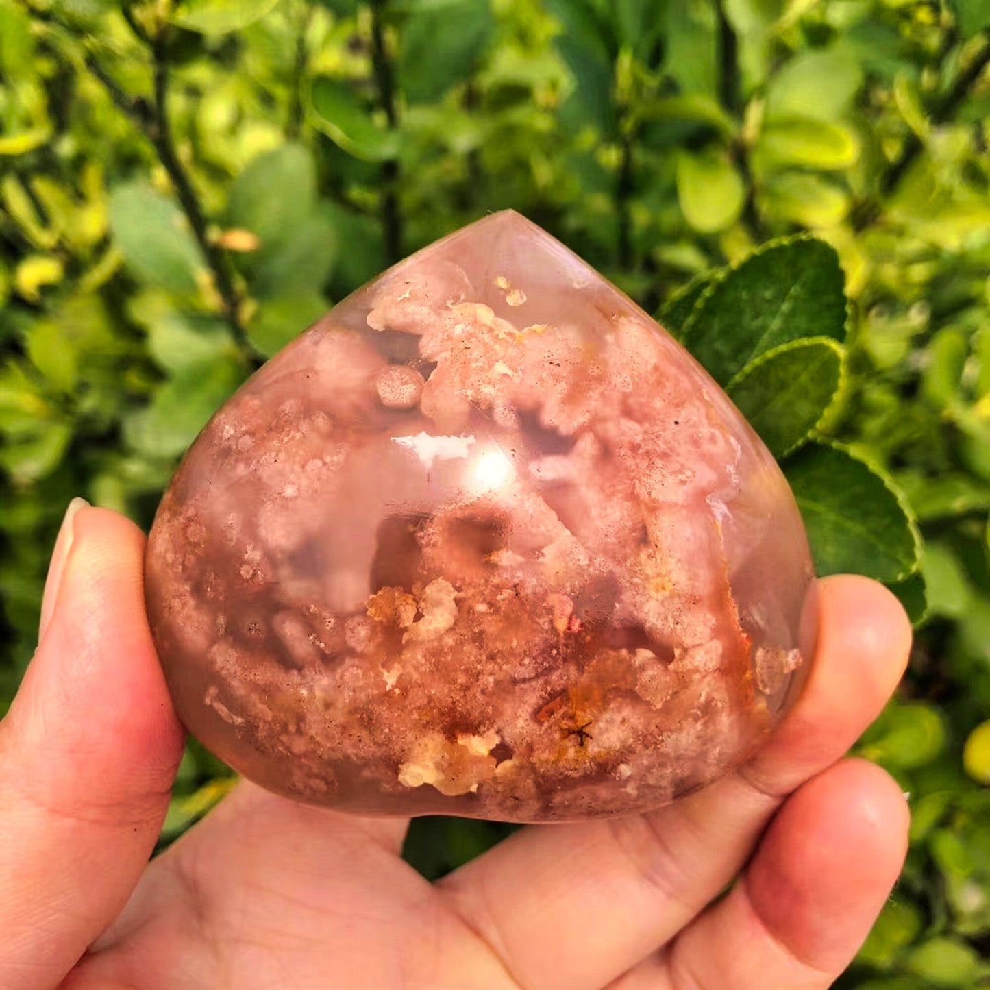 Cherry Blossom Agate Heart - 220-250g Natural Stone for Spiritual Healing and Chakra, Quartz Crystal - Ideal Gift (1pcs)