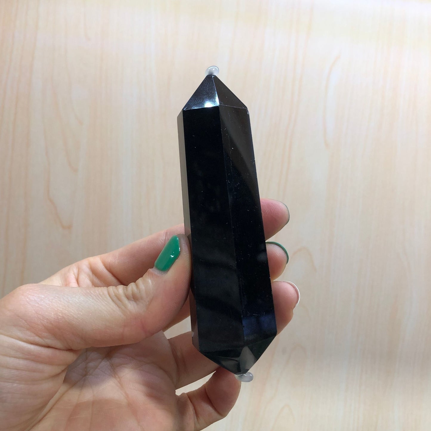 Natural Obsidian Crystal Wand with Hexagonal Points - Ideal for Healing, Reiki, Home Decor and DIY Gift Ideas
