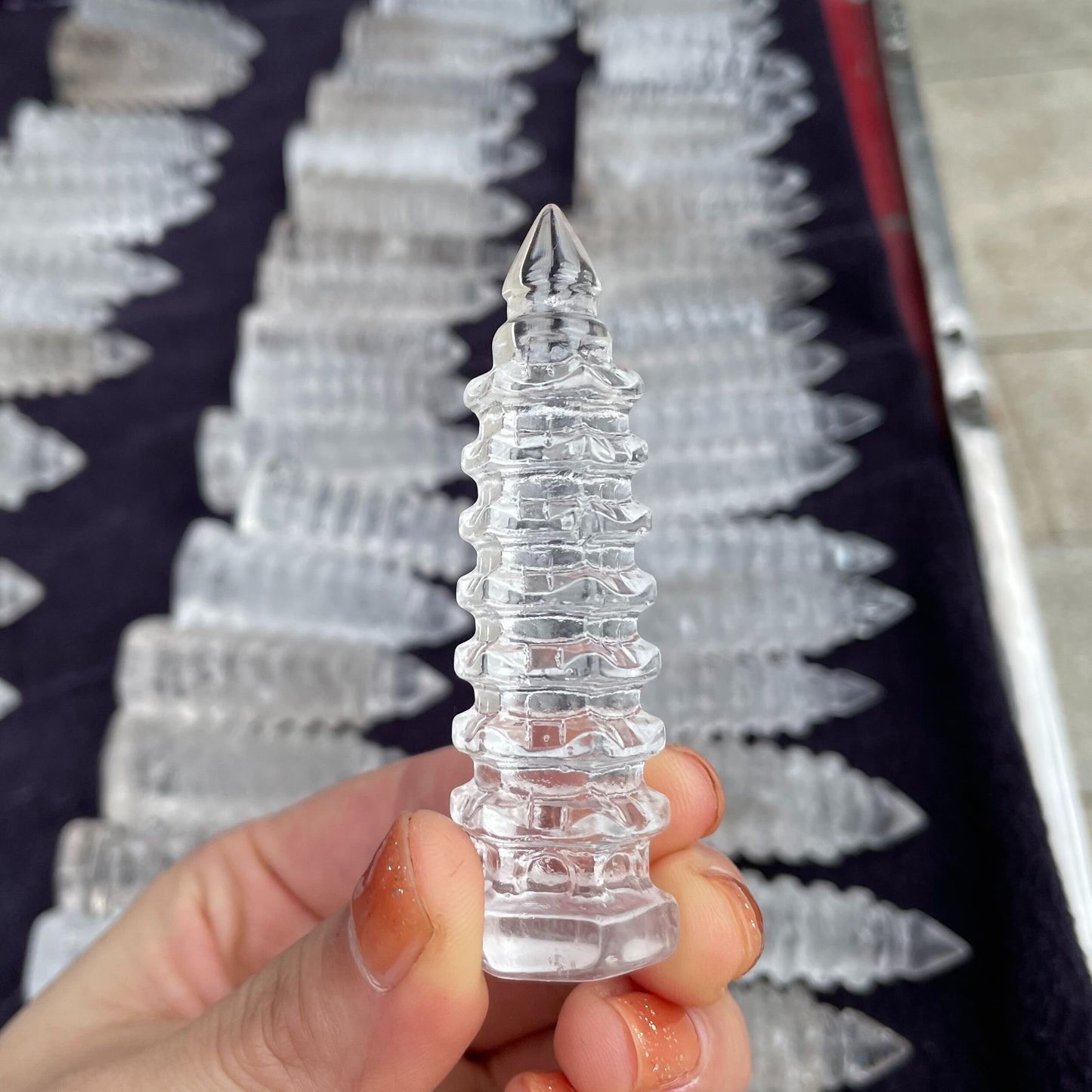 Natural White Crystal Pyramid Tower Healing Wand Stone for Home Decor and Reiki Ornaments