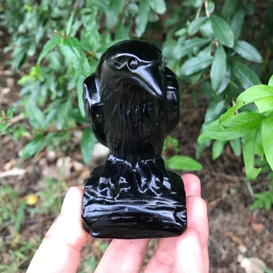 Natural Obsidian Quartz Crystal Skull Carving - 85mm - Perfect for Halloween - 1PC