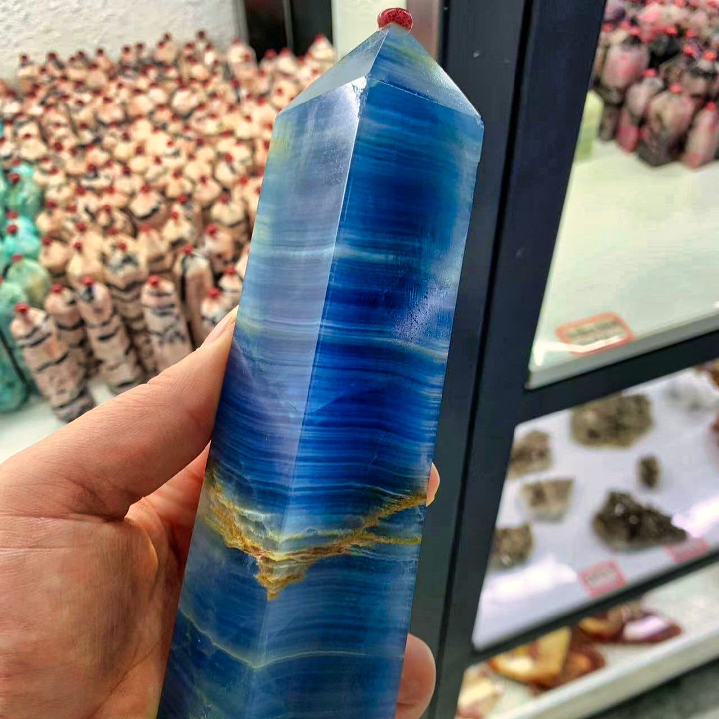 Natural Blue Lex Crystal Agate Obelisk - Energy Gem for Reiki Healing, Room and Office Decoration - Perfect Gift Idea