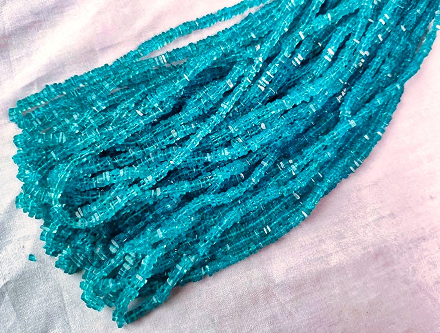 Apatite Blue Faceted Roundel Loose Beads 3.5-4MM 42cm for DIY Jewelry Making - Wholesale Nature Gemstone Beads | FPPJ
