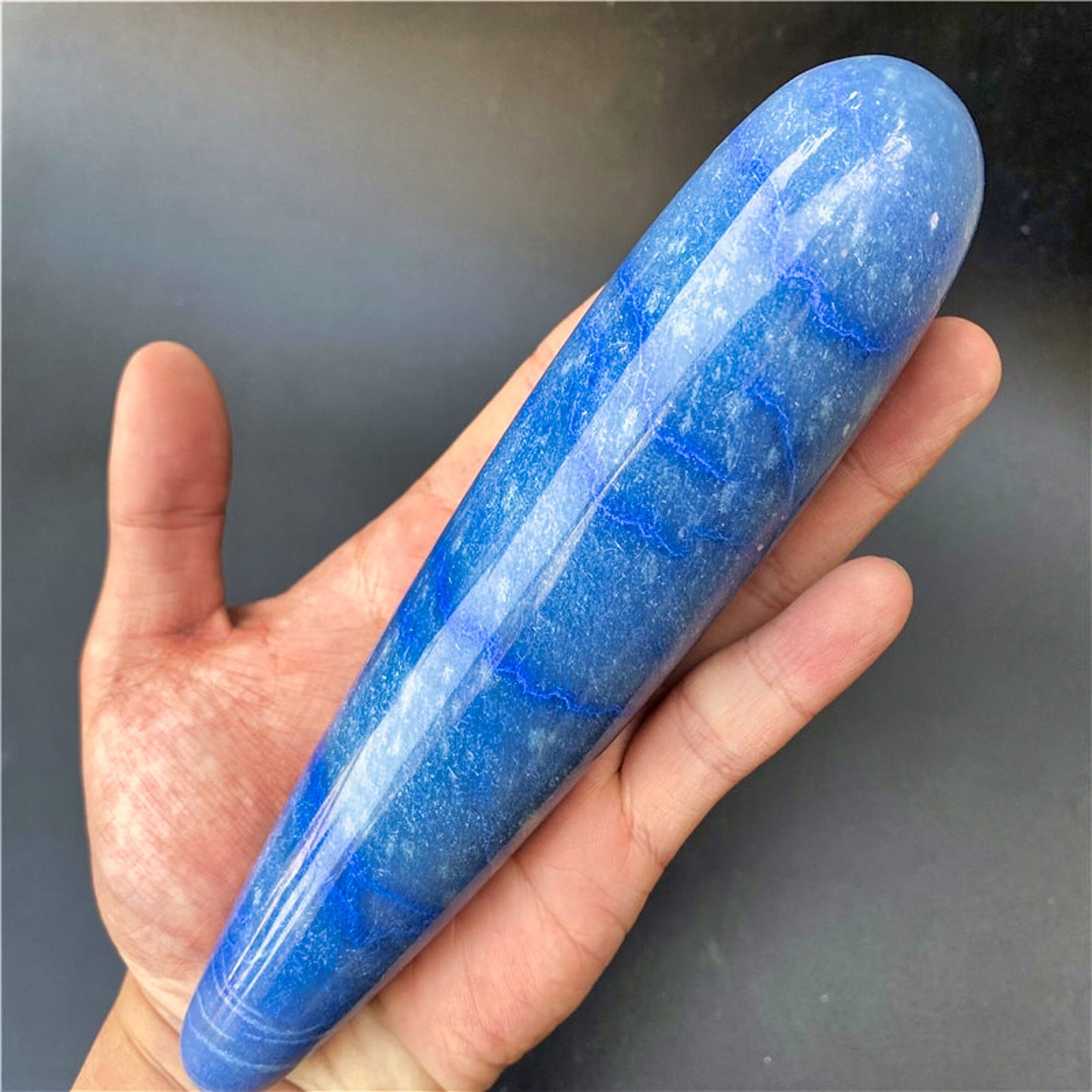 18CM Blue Aventurine Quartz Crystal Dildo for Yoni Healing and Massage