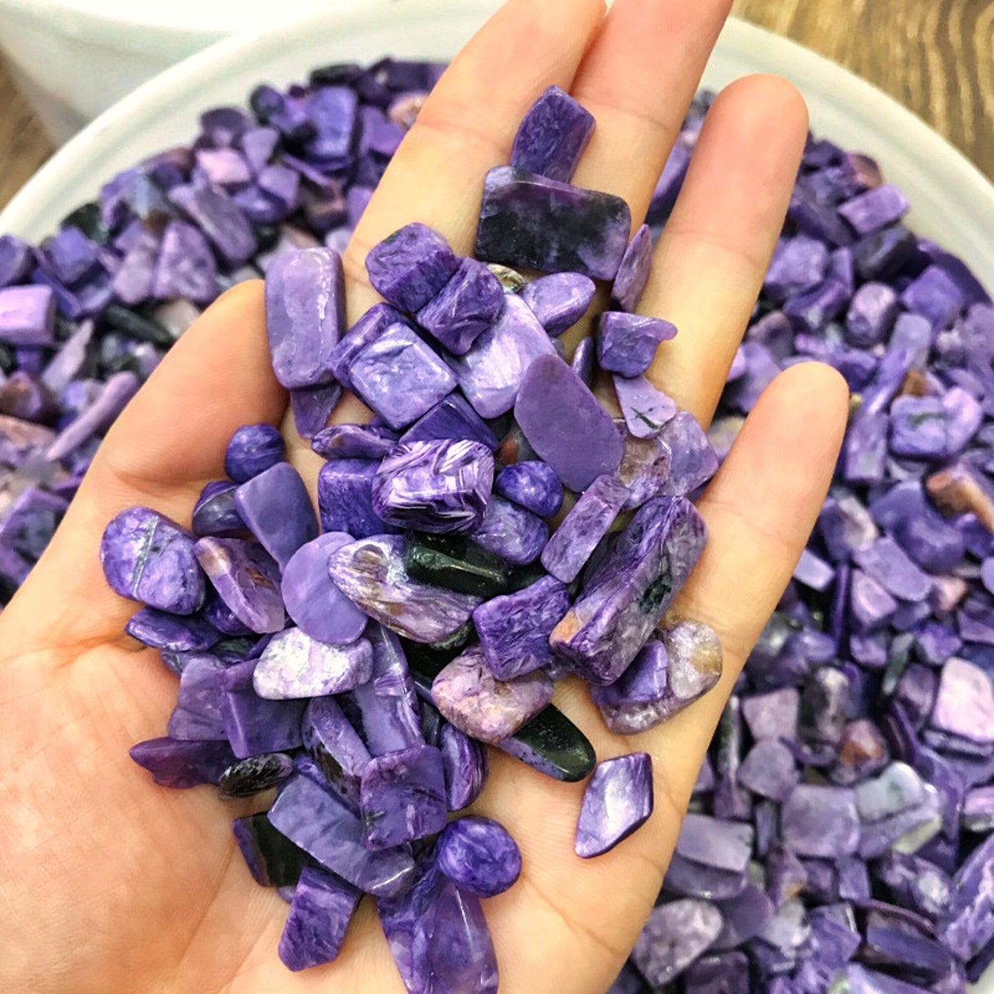 100g Charoite Crystal Gravel - Raw Gemstone Quartz Rock for Healing - Natural and Perfect Gift