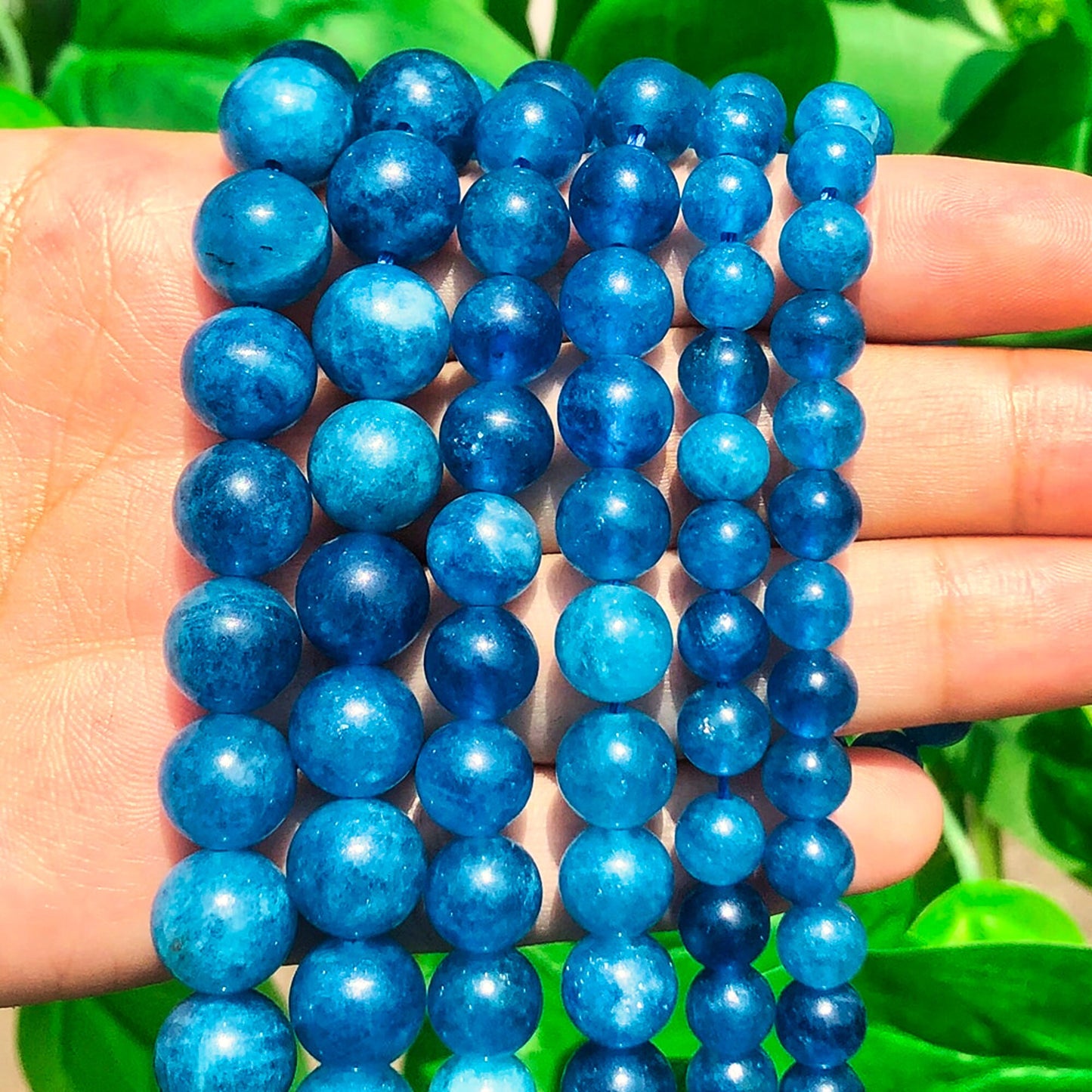 Natural Blue Apatite and Chalcedony Stone Spacer Beads - 6mm, 8mm, and 10mm - Perfect for DIY Jewelry Making and Needlework Accessories