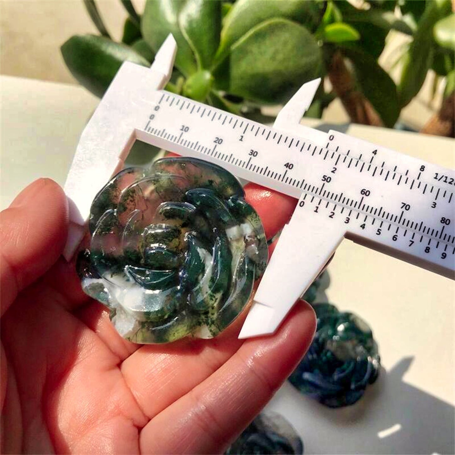 Natural Moss Agate Flower Quartz Crystal Healing Stone Pendant - Reiki Craft Gemstone Gift