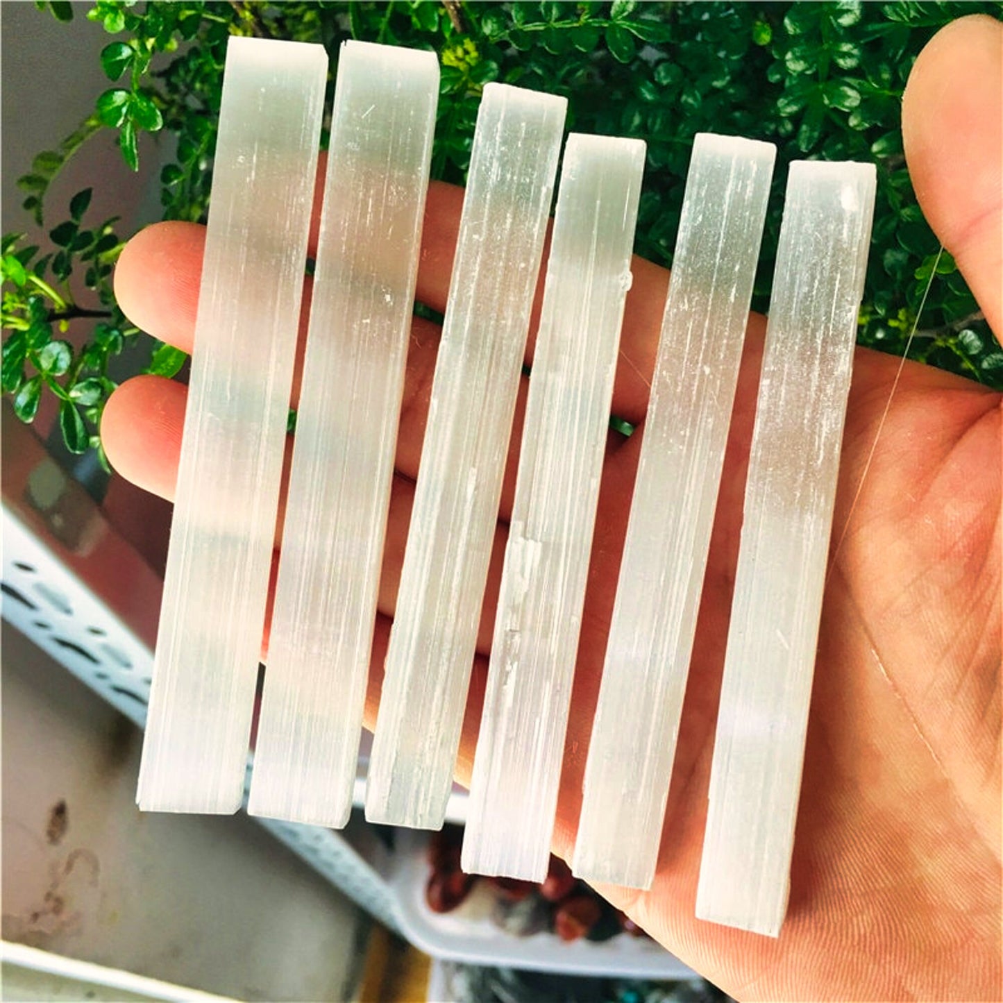 Natural Selenite Quartz Crystal Sticks - 9-10cm, Cleansing Crystal Chips and Stones for Air Purification - Minerals Specimen