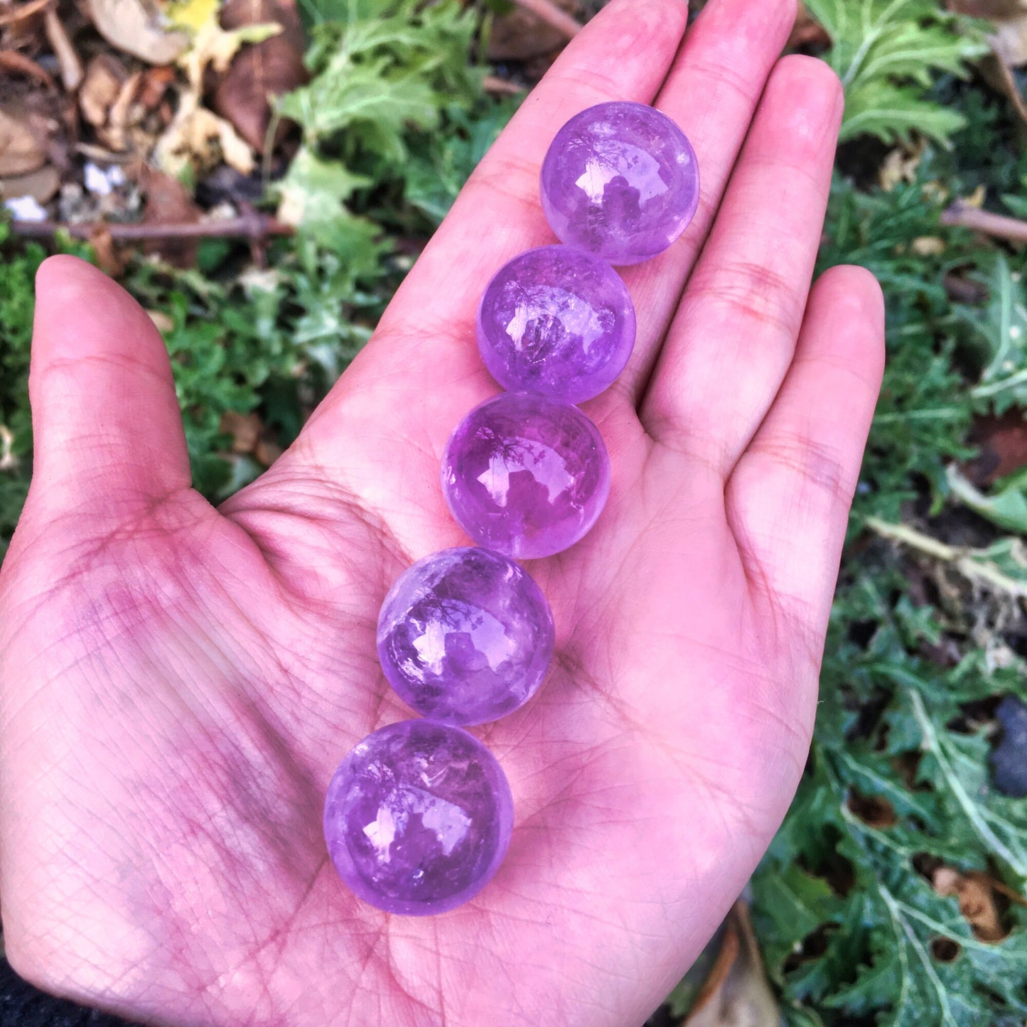 Natural Amethyst Quartz Sphere - Set of 5 | Healing Purple Crystal Balls