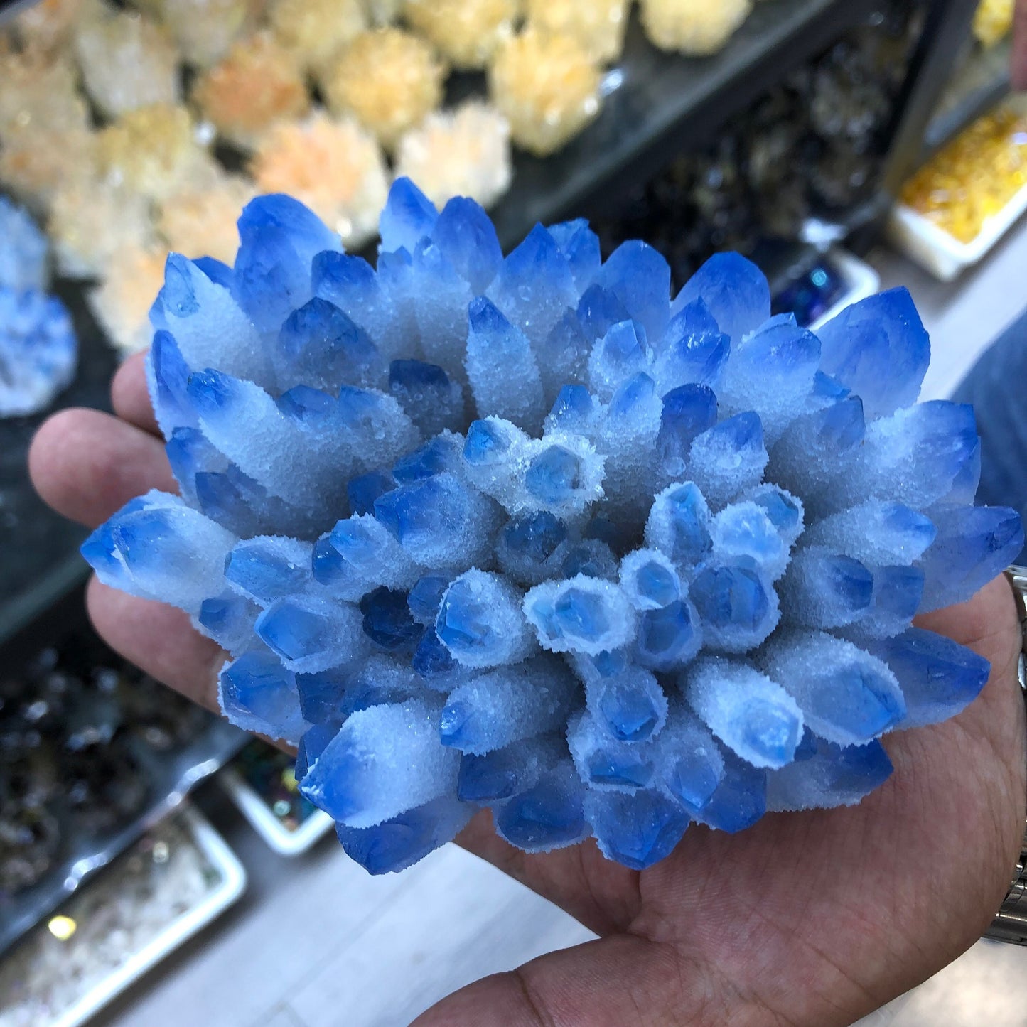 Rare Natural Blue Crystal Cluster Mineral Specimen - Perfect for Wedding Decoration, Reiki Healing and Home Decor
